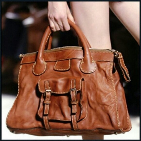 CHLOE Brown Leather Edith Bowler Satchel Bag - Picture 5 of 14